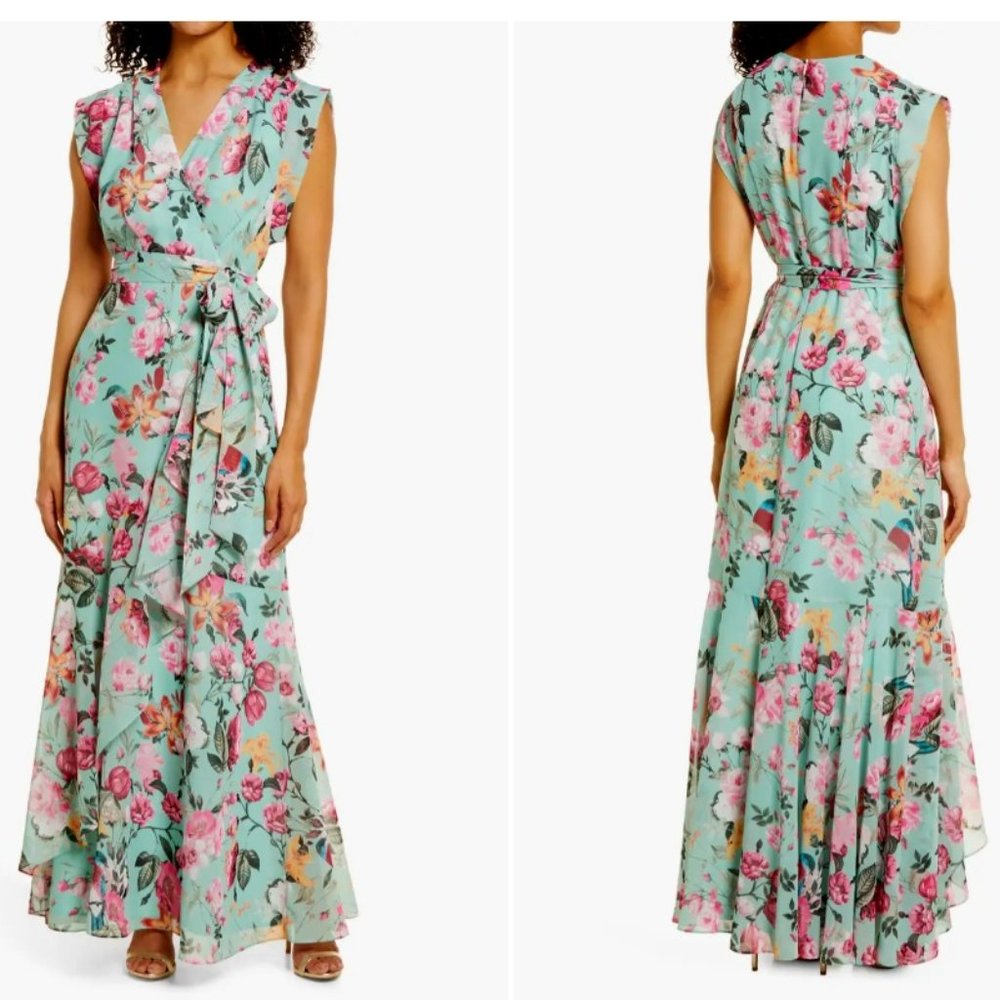 Floral Faux Wrap Maxi Dress